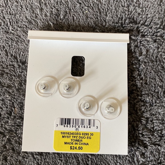 NWT By Charter Club Silver Tone 2 Pc. Set Crystal & Pave Stone, Stud Earring Set - Picture 4 of 7